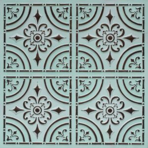 205-Iron Fleur-Aqua Tin-Glue Up Only