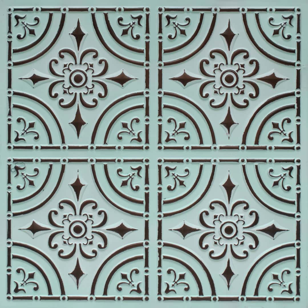 205-Iron Fleur-Aqua Tin-Glue Up Only