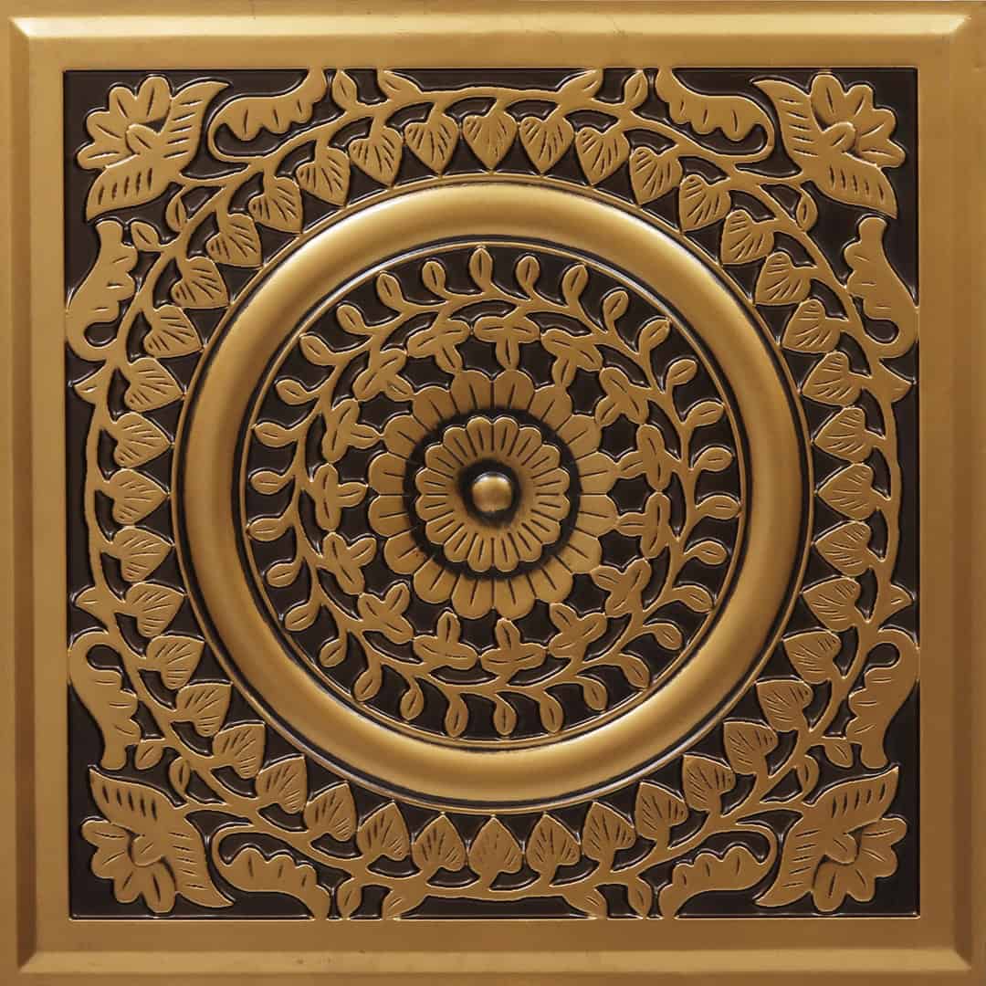 211-Lotus Mandala-Antique Gold-Glue Up and Grid Both