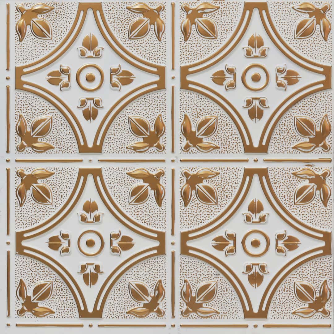 340-Lotus Crest-Antique White-Glue Up Only