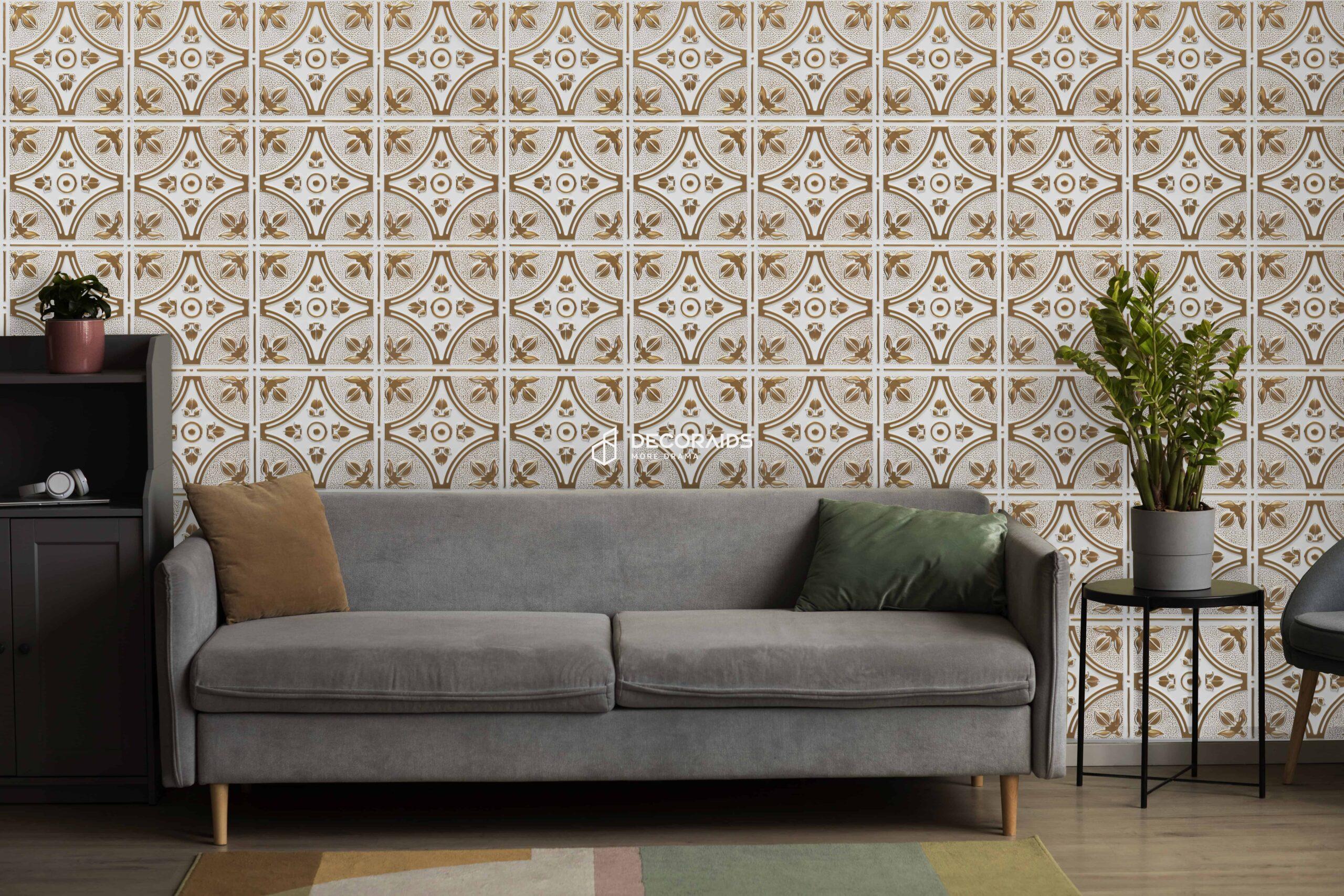 340-Lotus Crest-Antique White-Glue Up Only