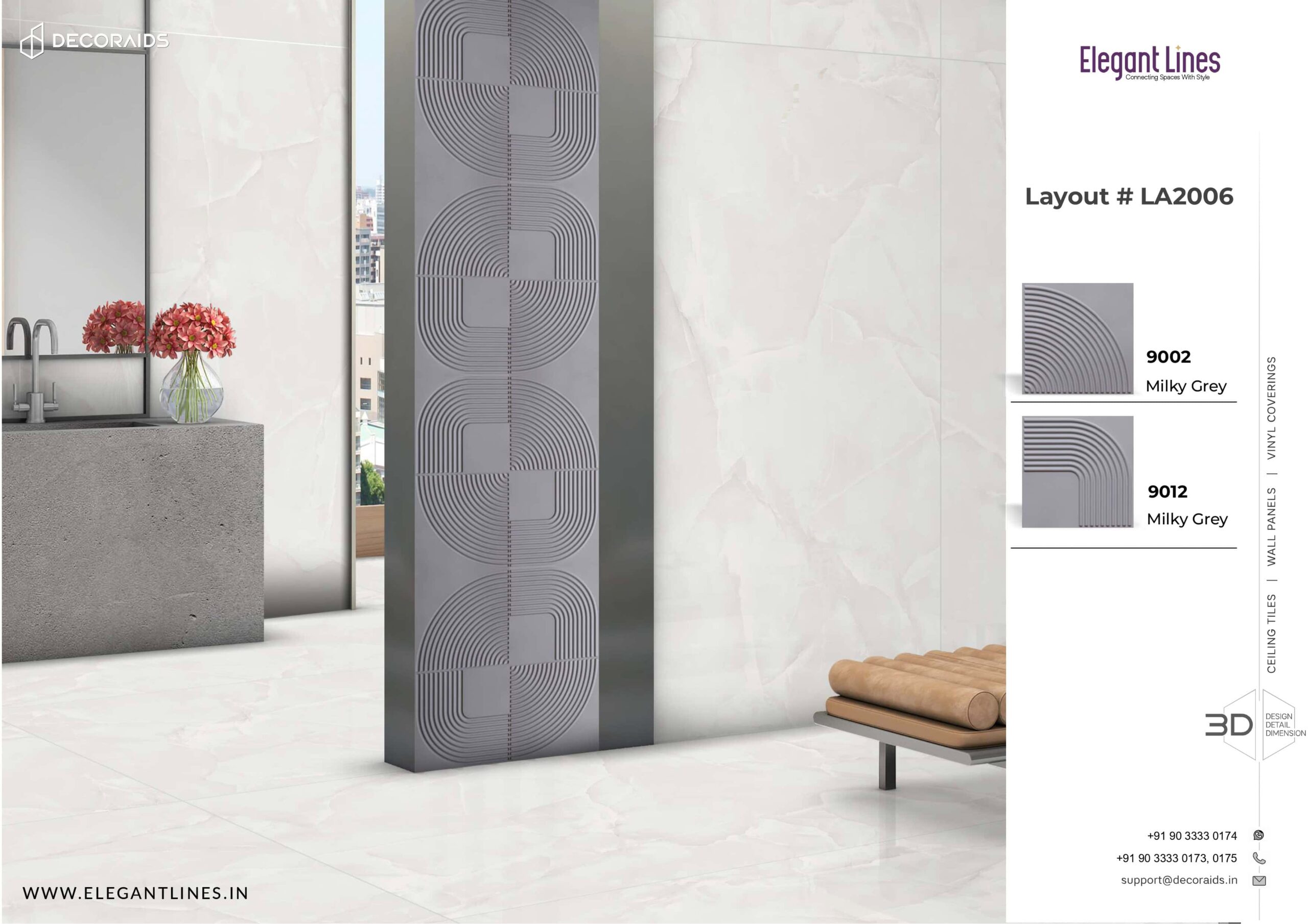 9002-Luna Arc-Milky Grey-Peel and Stick