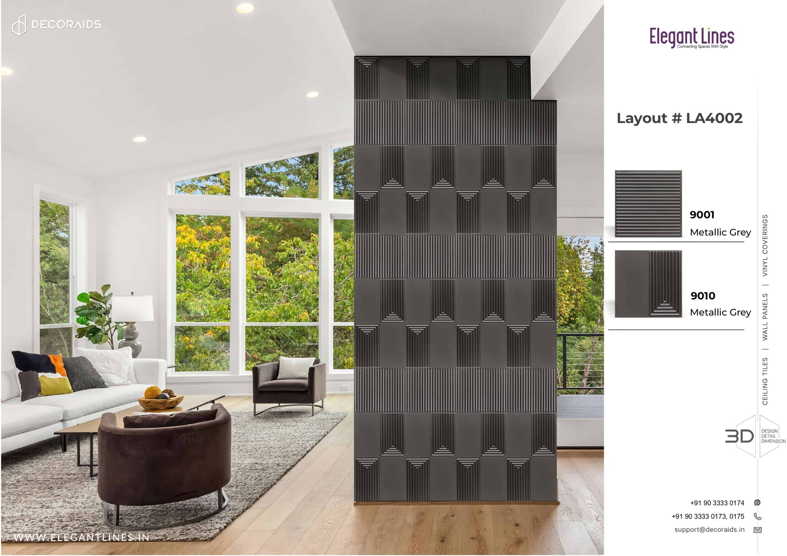 9001-Soft Rib-Metallic Grey-Peel and Stick