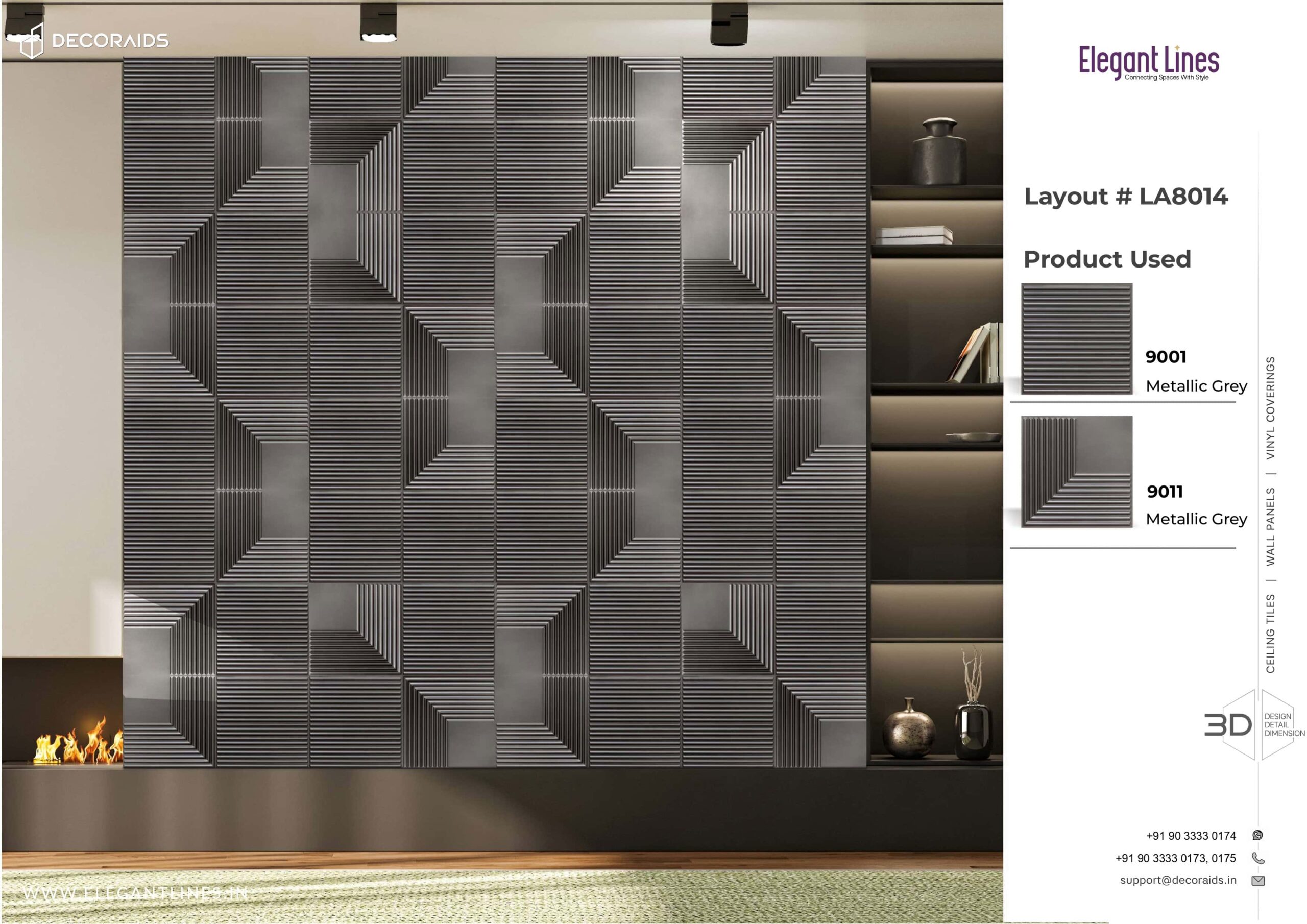 9001-Soft Rib-Metallic Grey-Peel and Stick