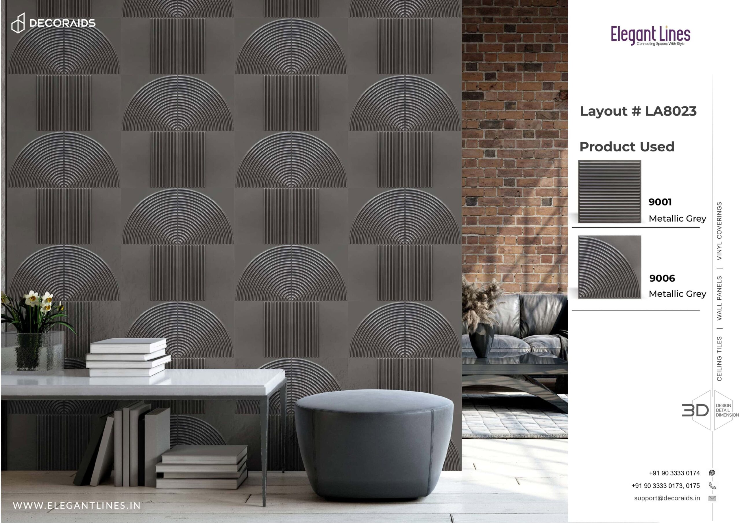 9001-Soft Rib-Metallic Grey-Peel and Stick