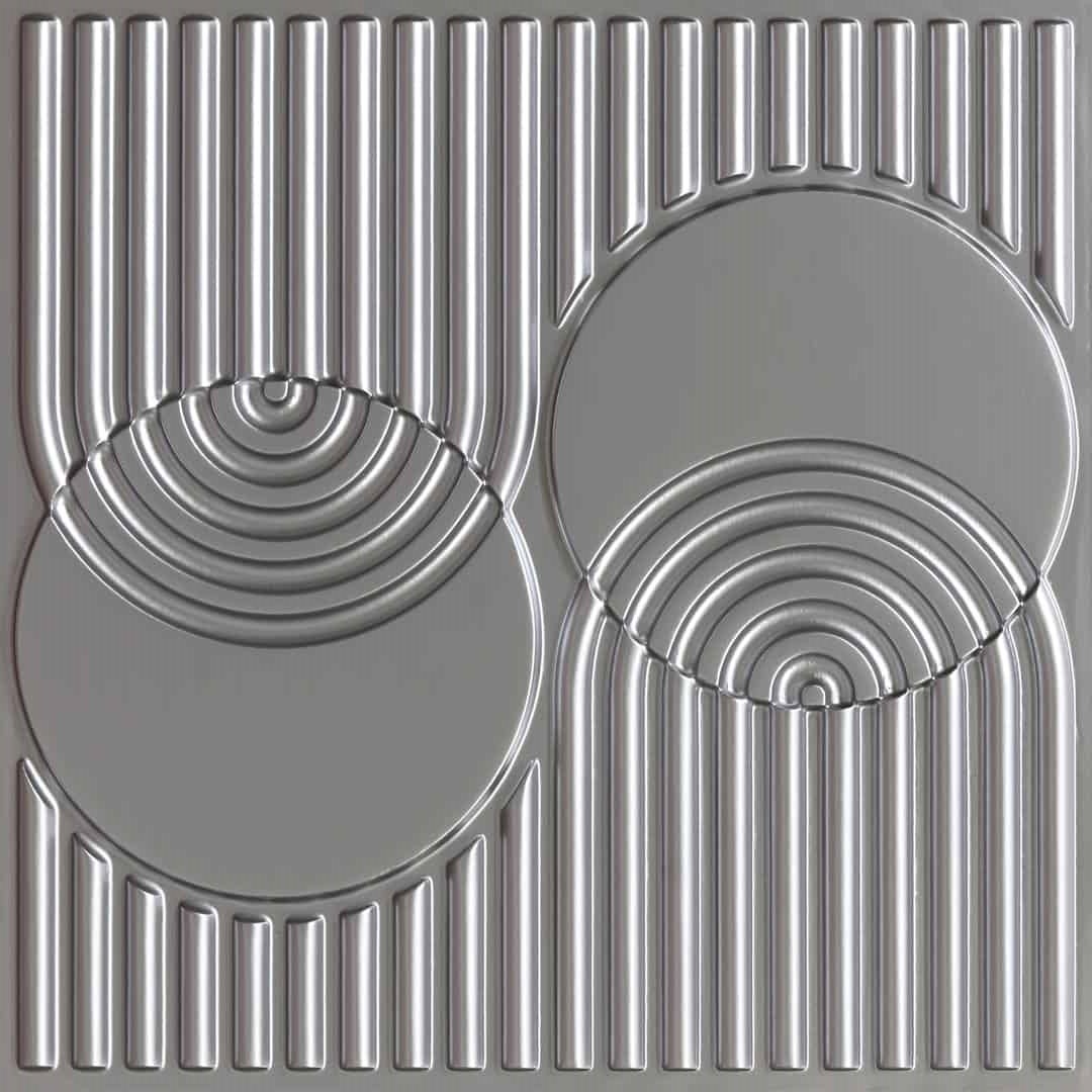 9006-Orbital Grid-Silver-Peel and Stick
