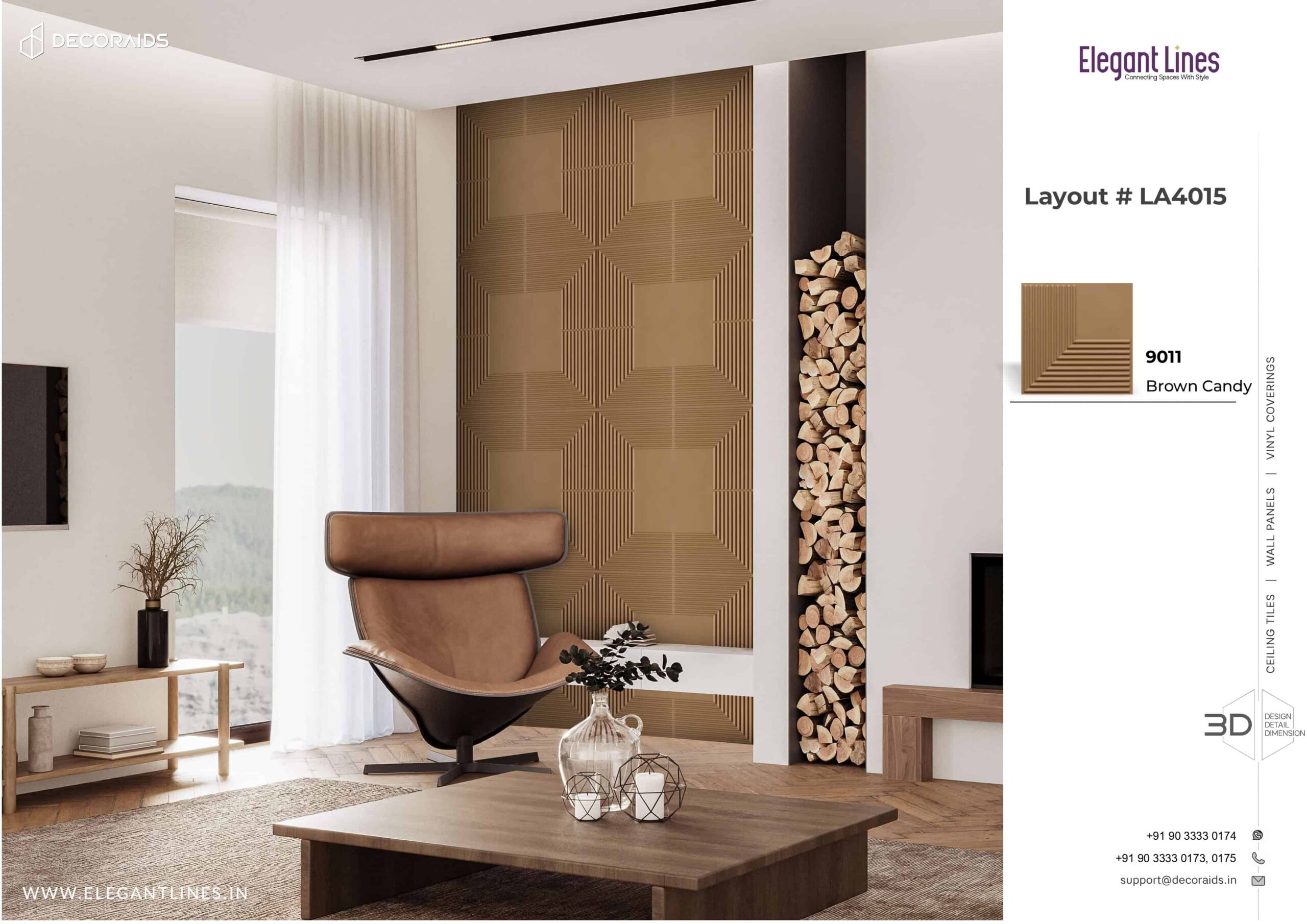 9011-L-Flow-Brown Candy-Peel and Stick