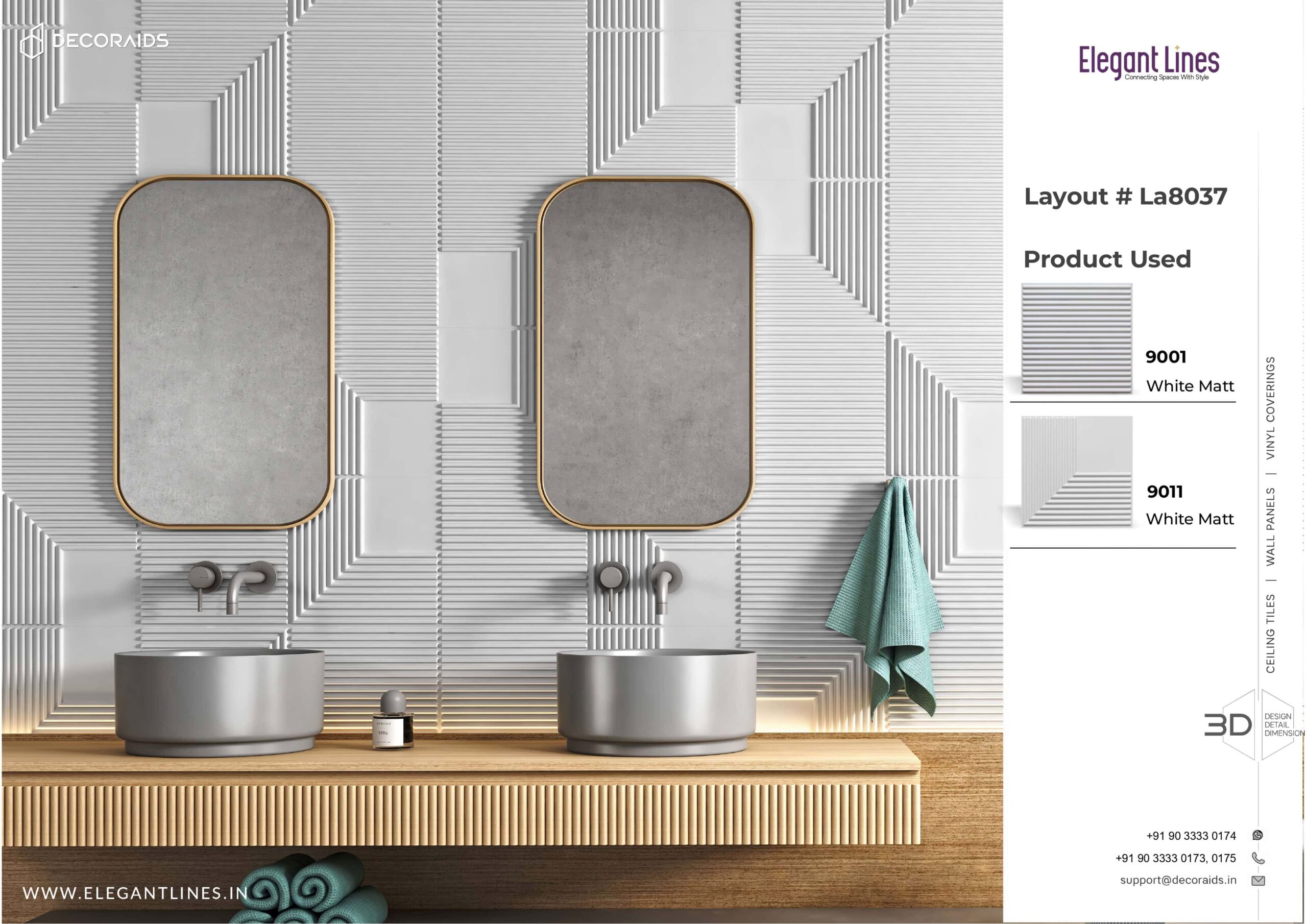 9011-L-Flow-White Matt-Peel and Stick