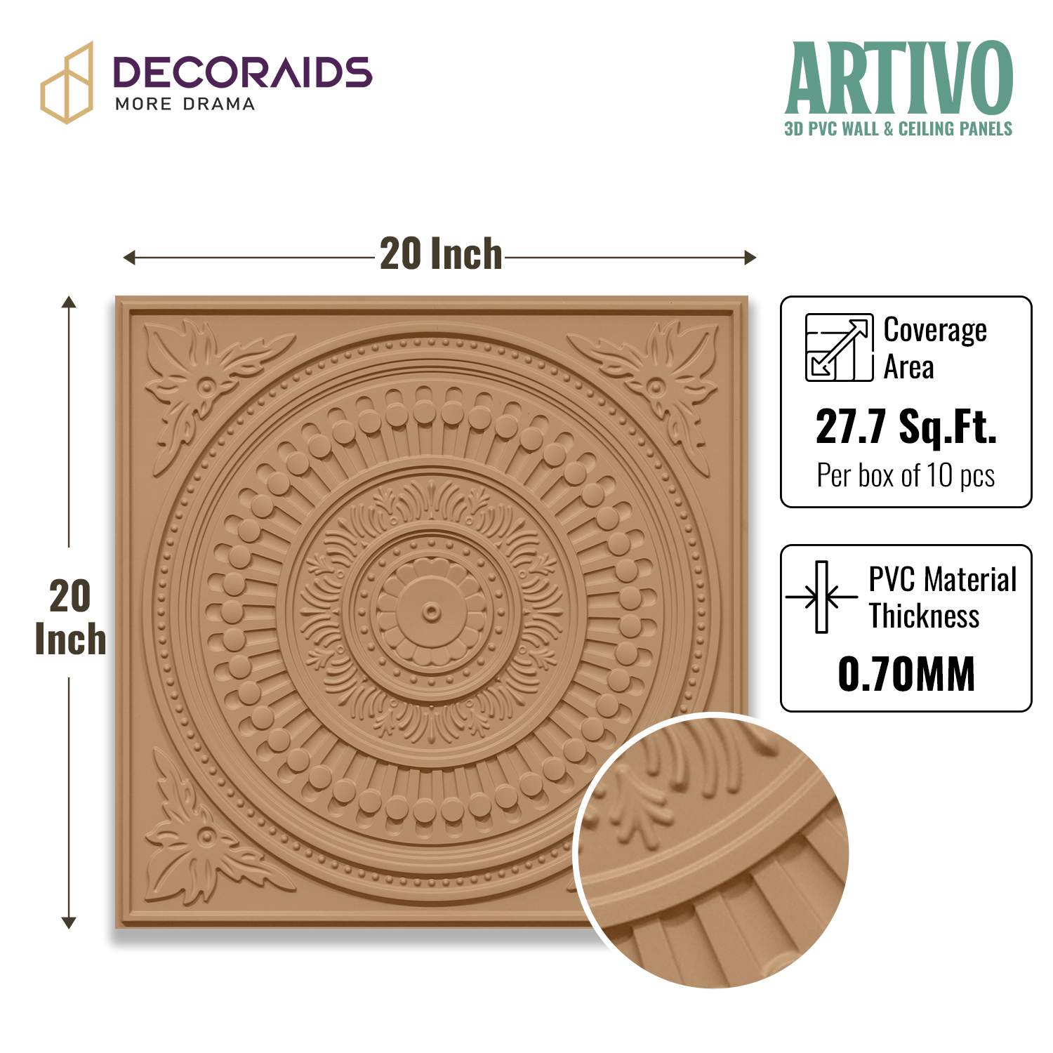 2012-Ornate Circle-Brown Candy-Peel and Stick