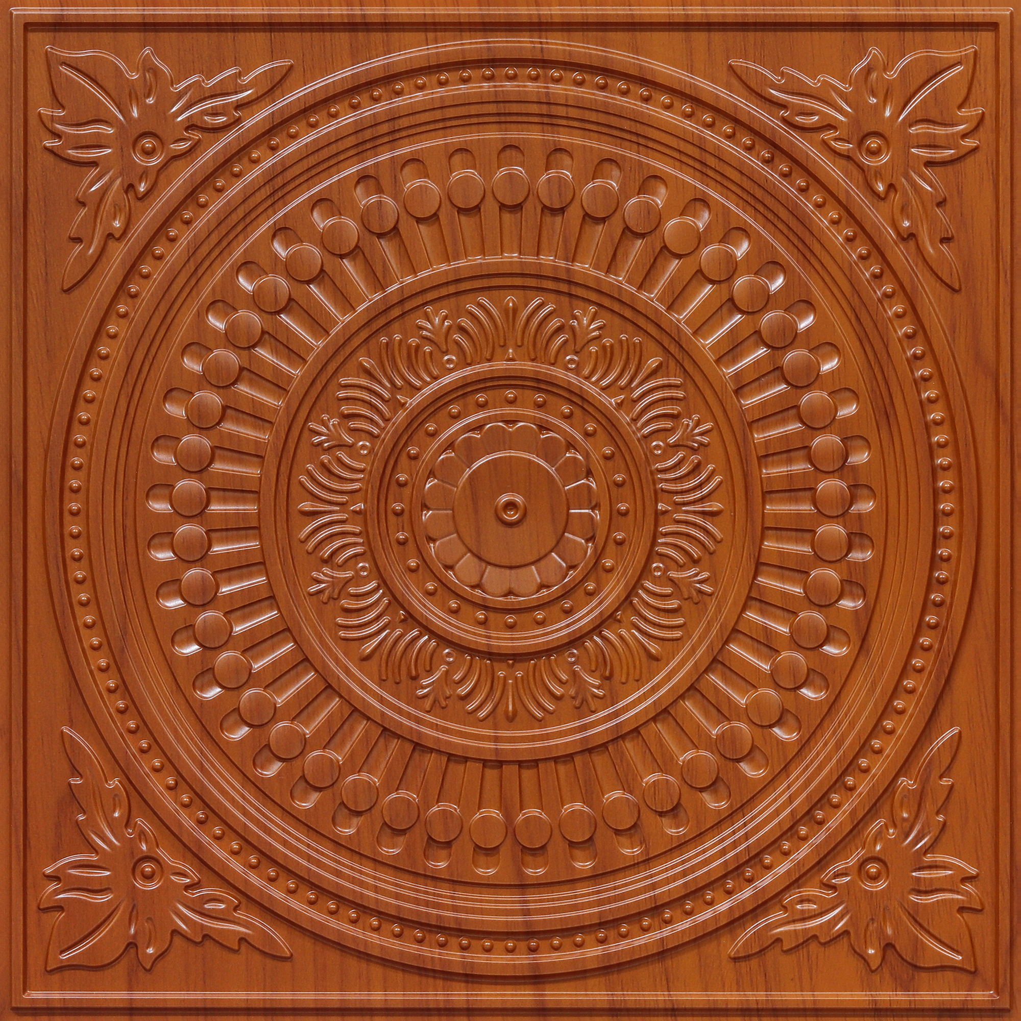 2012-Ornate Circle-Cherry Wood-Peel and Stick