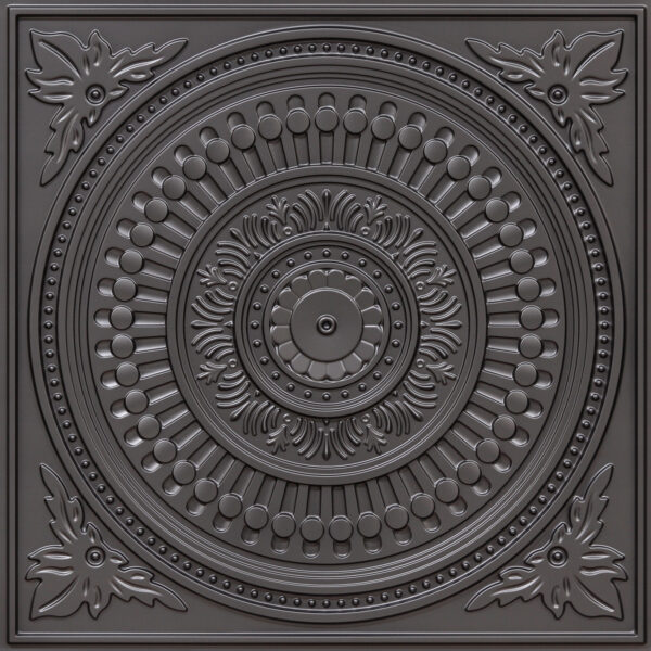 2012-Ornate Circle-Metallic Grey-Peel and Stick