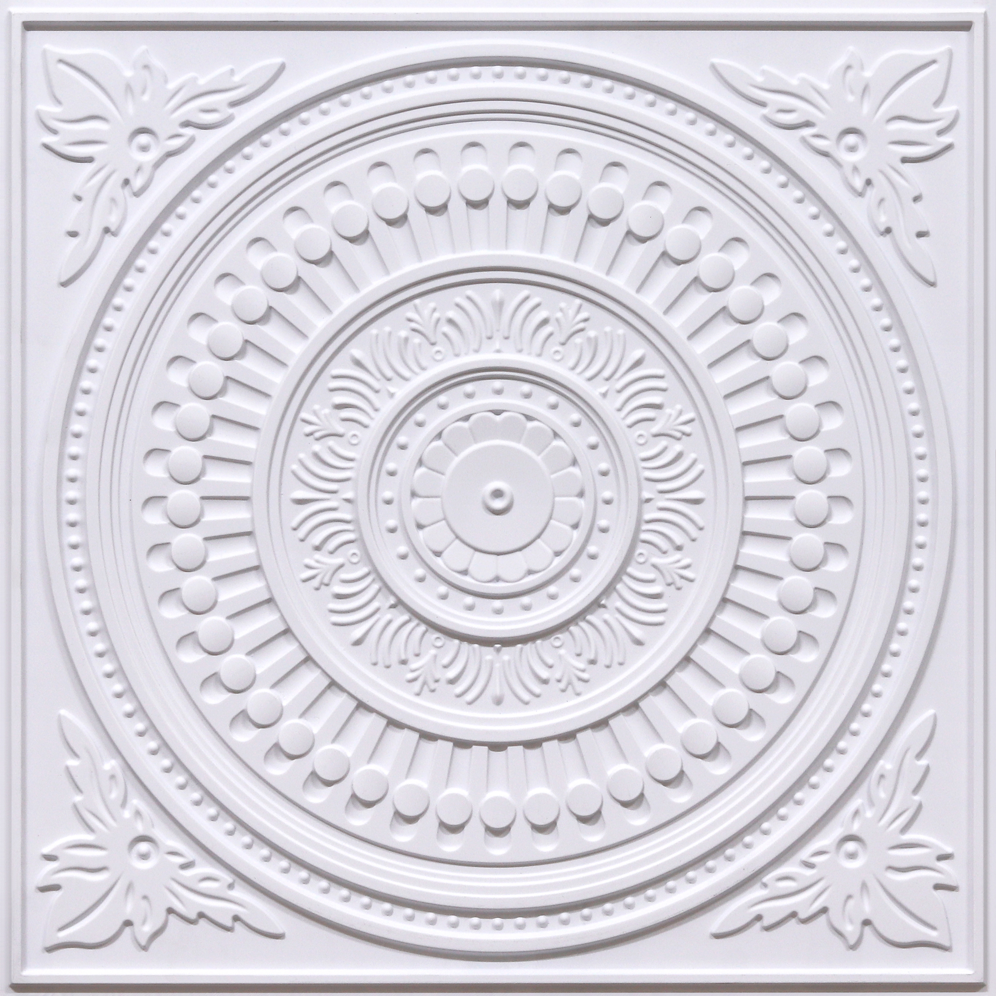 2012-Ornate Circle-White Matt-Peel and Stick