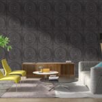 2012-Ornate Circle-Metallic Grey-Peel and Stick
