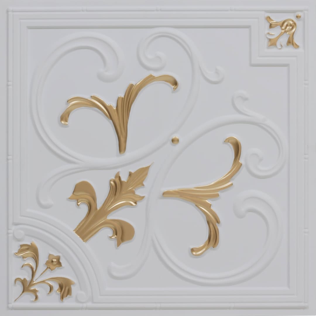 204-Ornate-White Matt Gold-Glue Up and Grid Both
