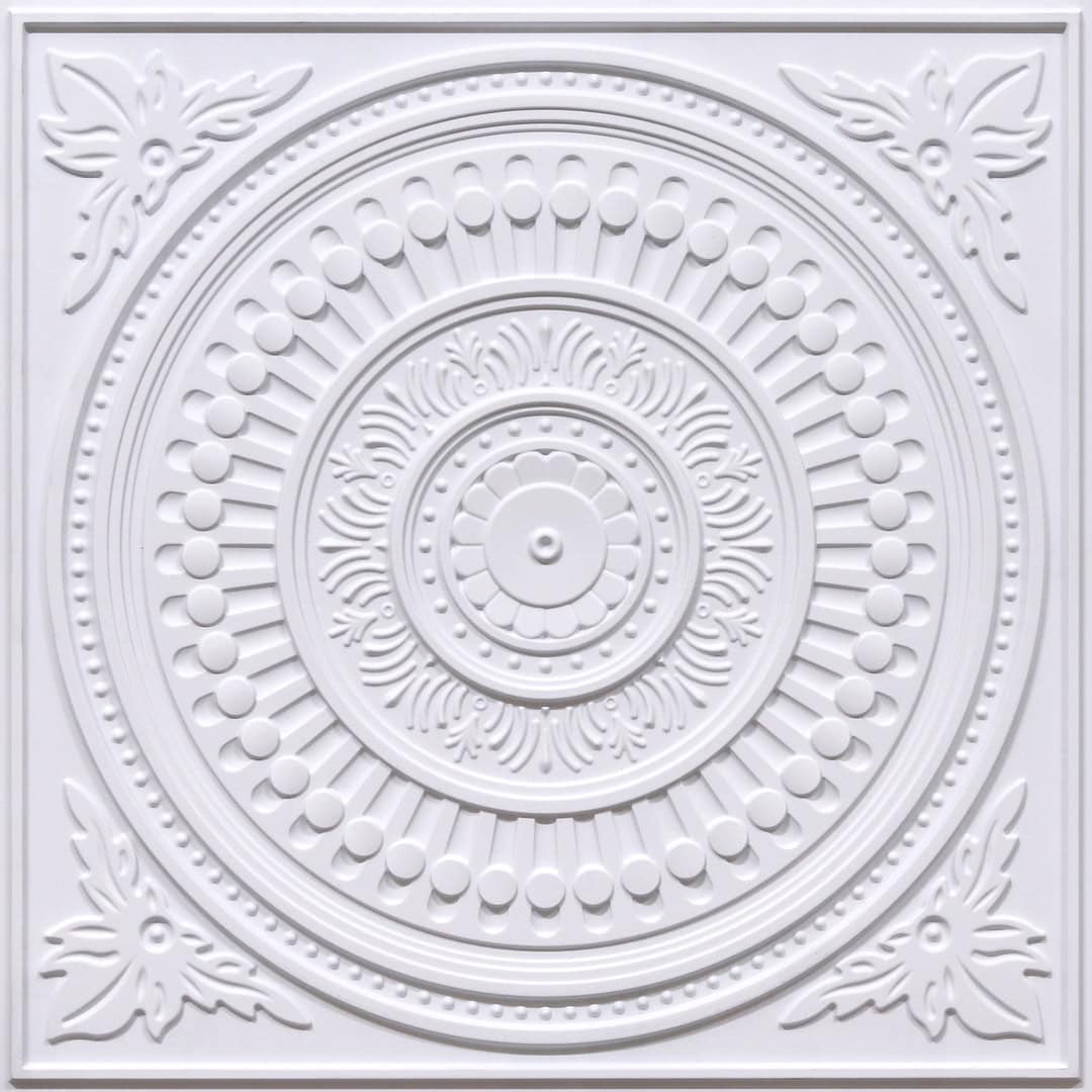 2012-Ornate Circle-Milky White-Peel and Stick
