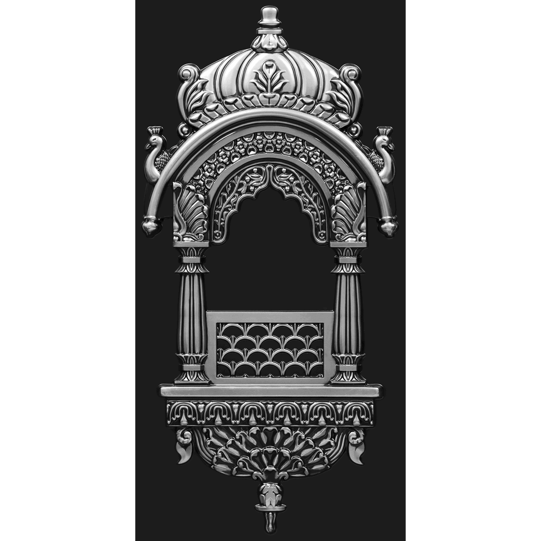 ZHB-02-Majestic Jharokha-Antique Silver-Glue Up Only