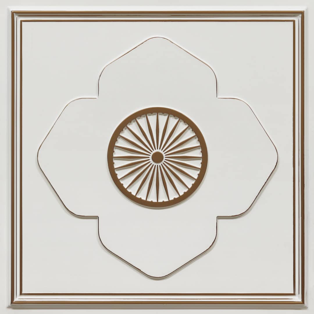 391-Royal Emblem Panel-Antique White-Glue Up and Grid Both