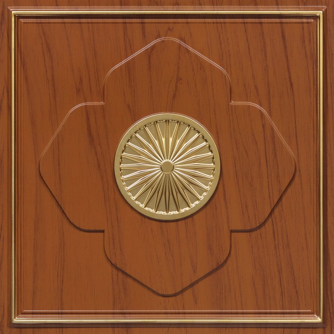 391-Royal Emblem Panel-Cherry Wood Gold-Glue Up and Grid Both