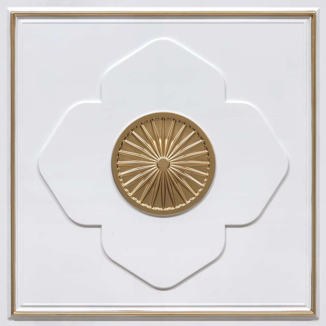 391-Royal Emblem Panel-White Matt Gold-Glue Up and Grid Both
