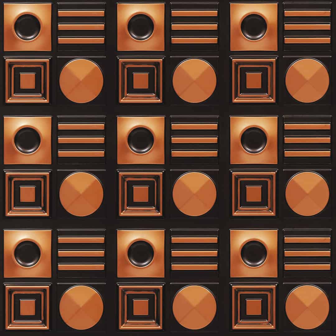 393-Geometric Rhythm-Antique Copper-Glue Up Only