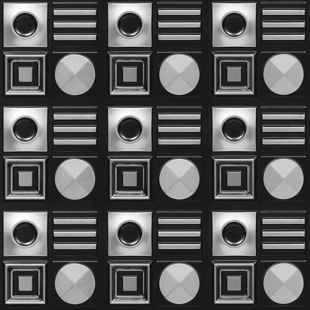 393-Geometric Rhythm-Antique Silver-Glue Up Only