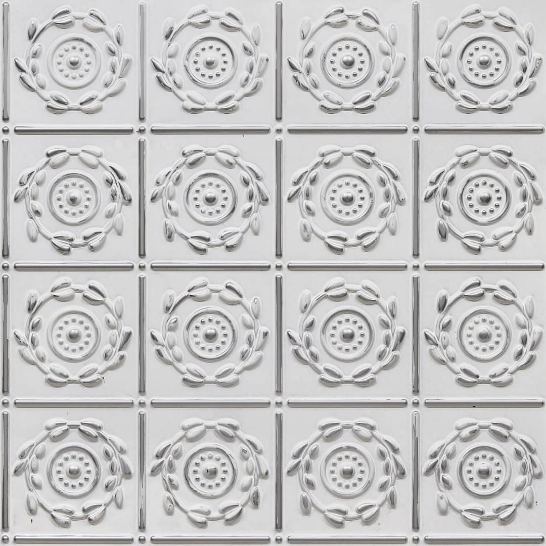 400-Laurel Medallion-Distressed Silver-Glue Up Only