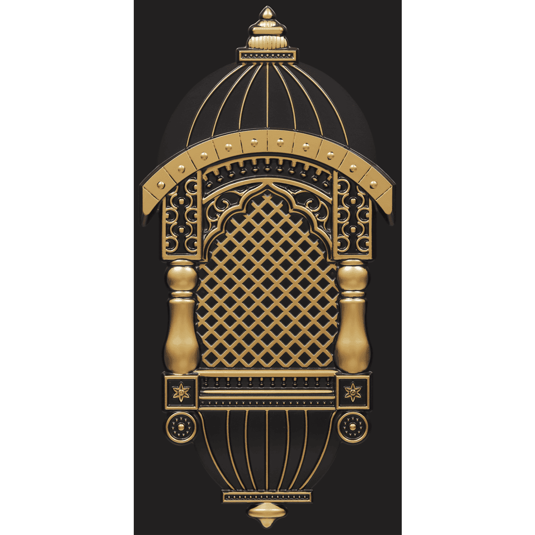 ZHB-05-Majestic Jharokha-Antique Gold-Glue Up Only